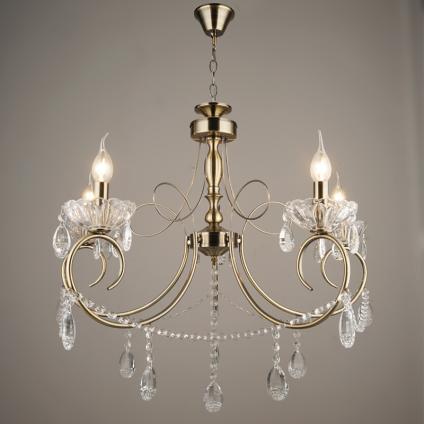 Люстра C1307/5 AB бронза/хрусталь 5х40W E14 d770 h900, QH20 У1